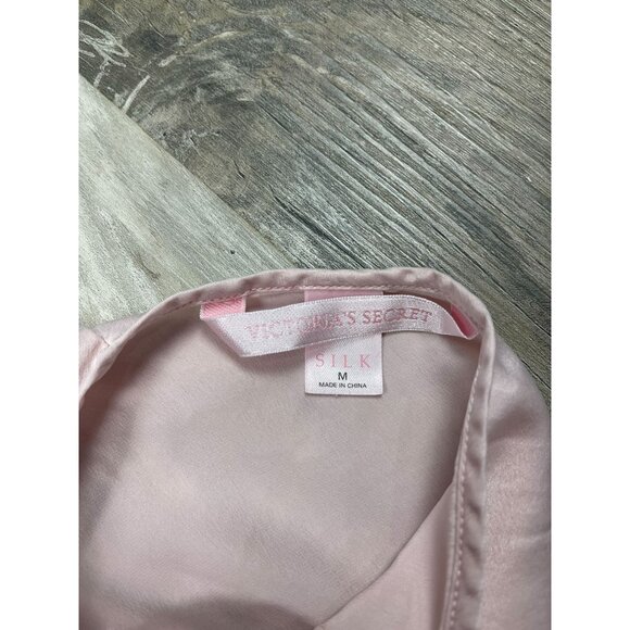 Vtg Y2K Victorias Secret 100% Silk Nightgown Tie Back Medium Pink Slip Lingerie - Picture 5 of 7